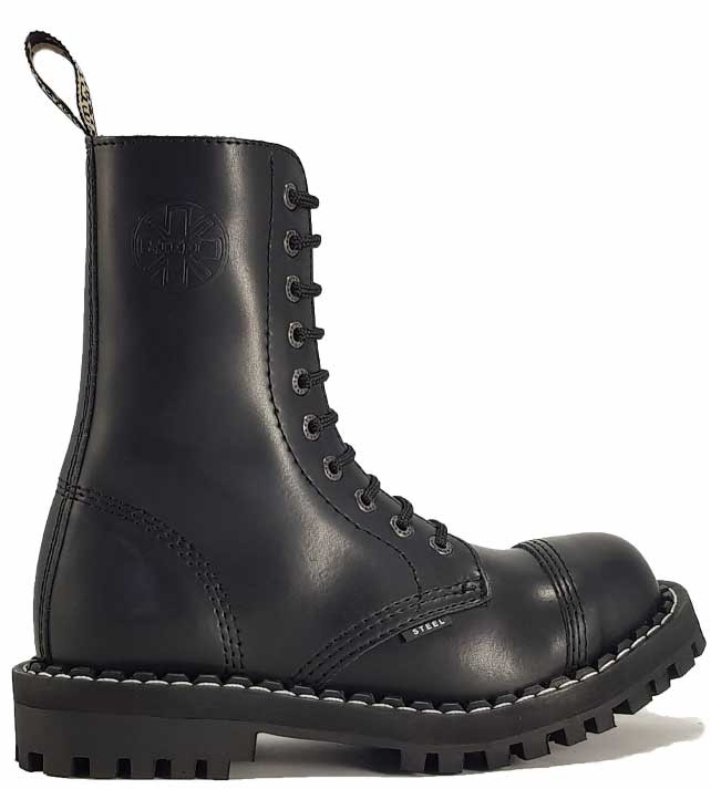 Steel Boots 10 Eyelets Black Vegan STEEL Shoes Boots