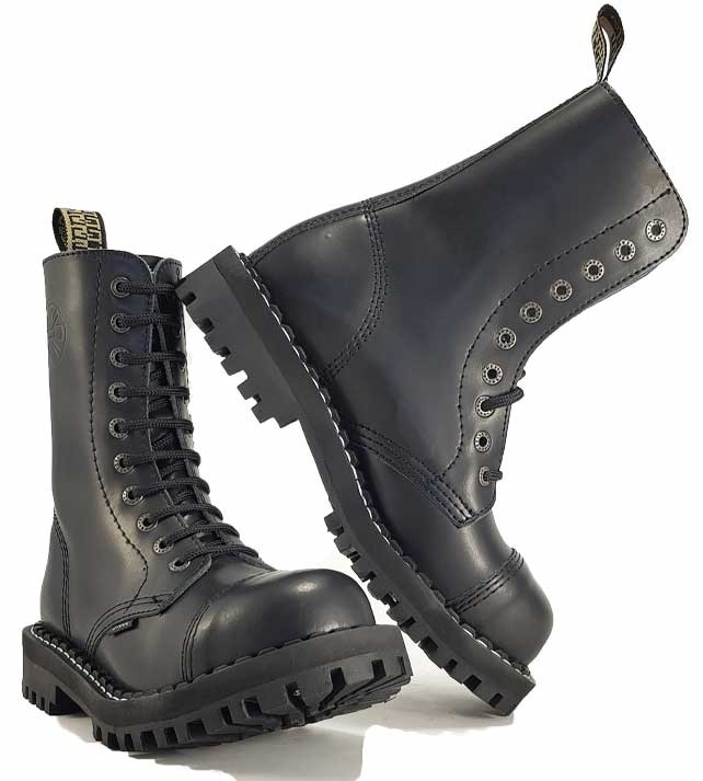 Steel Boots 10 Eyelets Black Vegan
