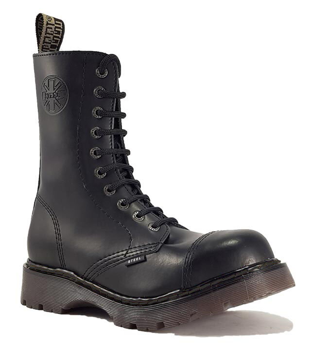 Cheap black steel toe boots discount