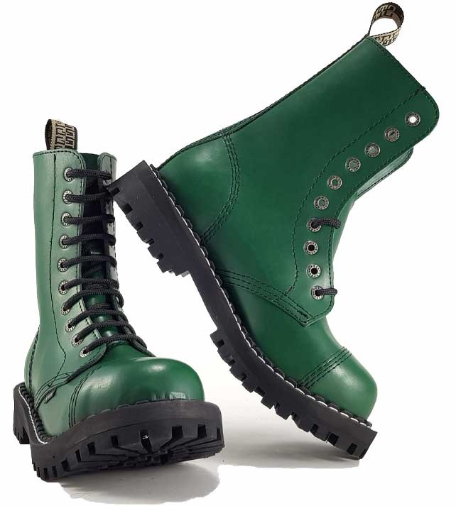 Steel Boots 10 Eyelets Green STEEL Shoes Boots
