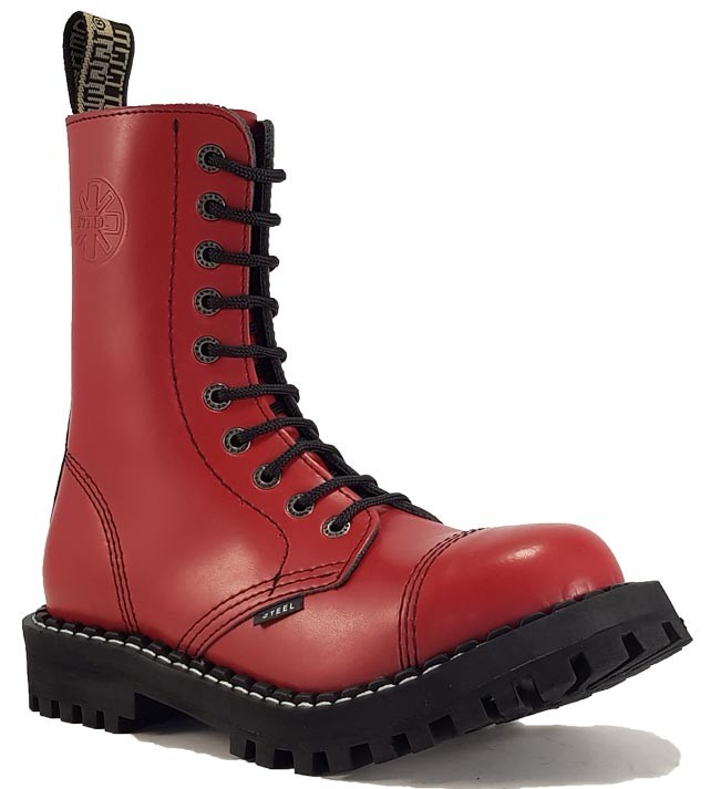 Steel Boots 10 Eyelets Red | STEEL 