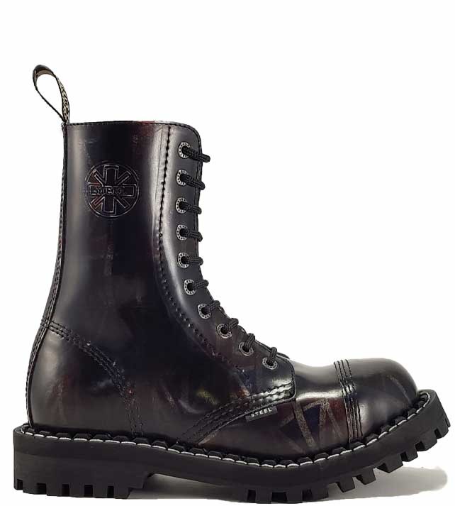 Steel Boots 10 Eyelets UK Flag Rub Off