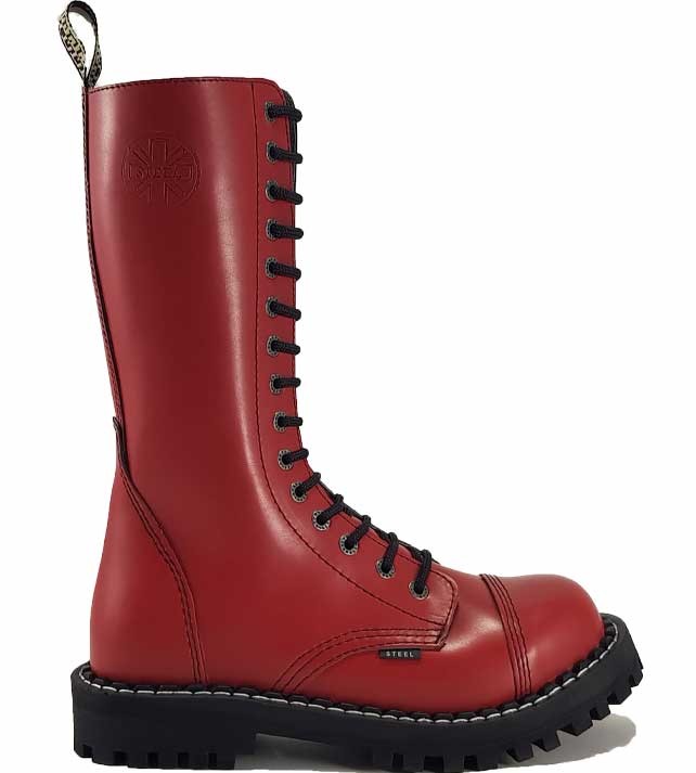 Cherry red steel toe boots on sale