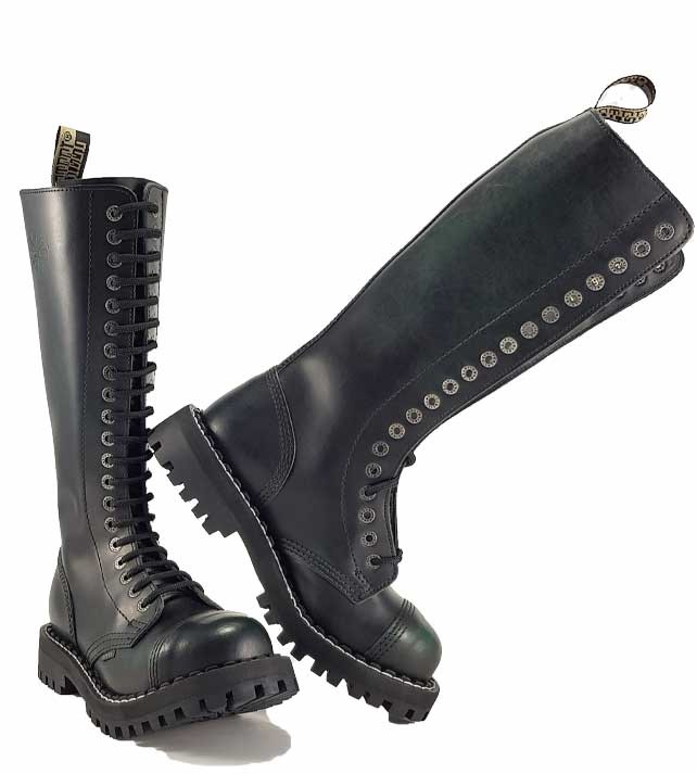 Steel Boots 20 Eyelets Green Rub Off Size Eur 44 US 11