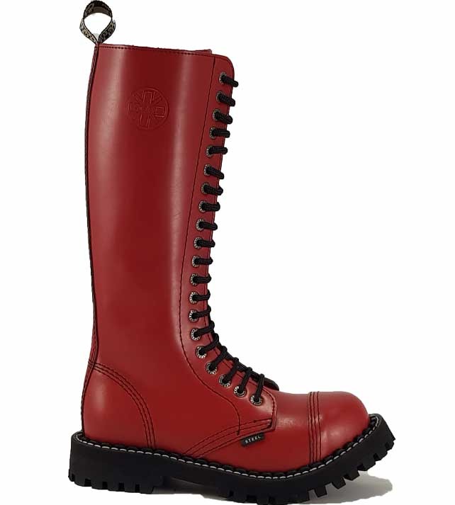 Red combat boots mens on sale