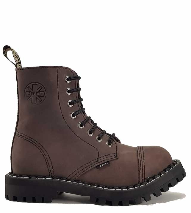Steel Boots 8 Eyelets Brown STEEL Shoes Boots