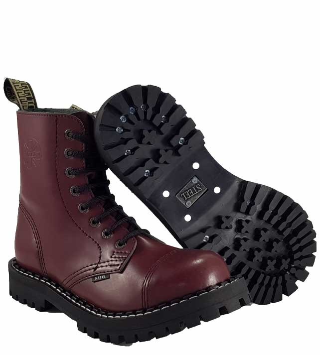 burgundy steel toe boots