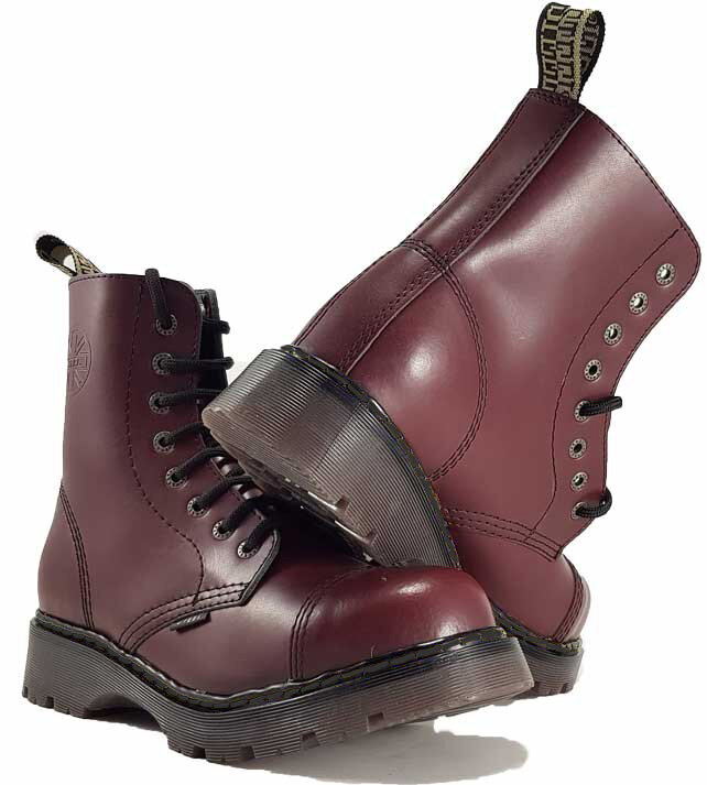 Burgundy steel toe boots best sale