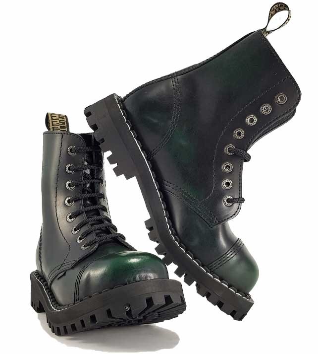 Steel Boots 8 Eyelets Green Rub Off