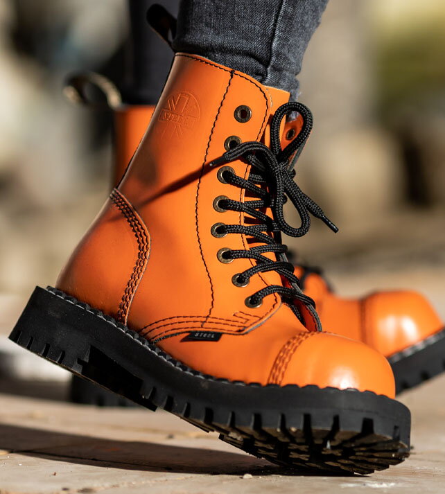 Orange steel toe shoes on sale