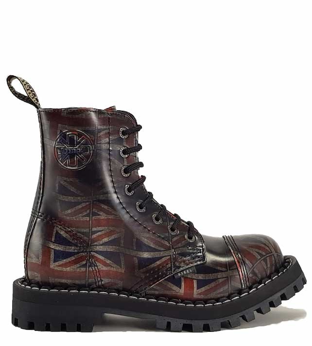 Steel Boots 8 Eyelets UK Flag Rub Off