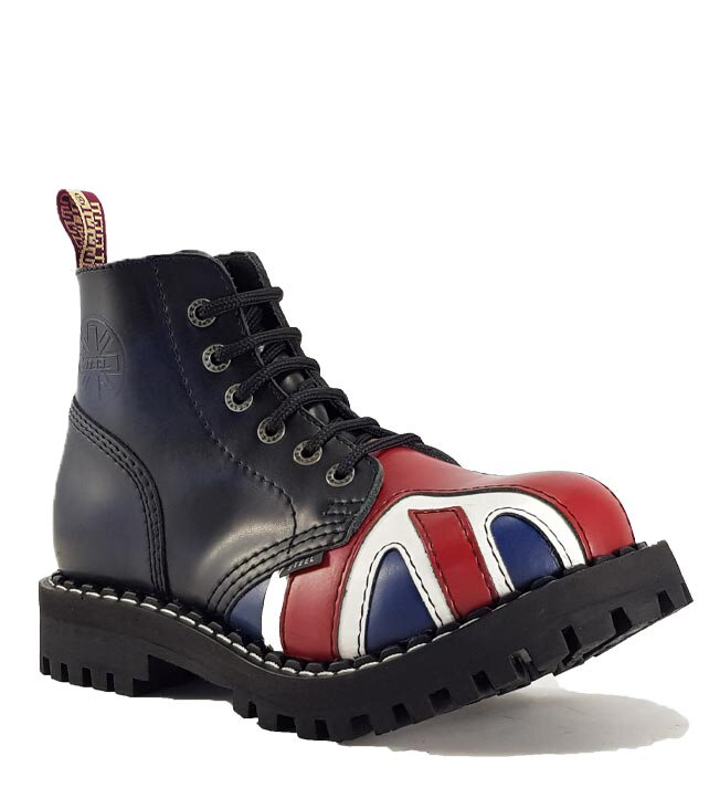 Steel Boots 6-Eyelets British Flag | Crisp Union Jack Combat Boots