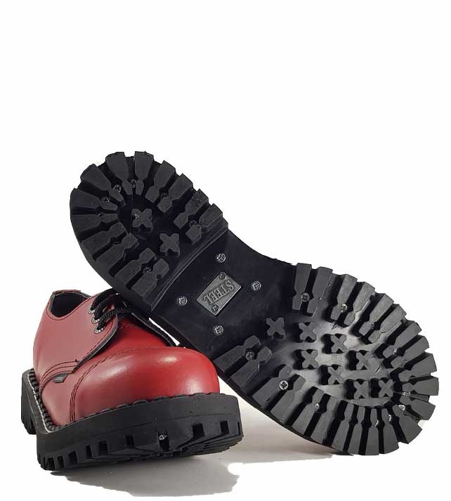 Red and black steel toe shoes sales