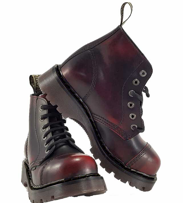 Steel Boots 10 Eyelets Burgundy Rub off Air