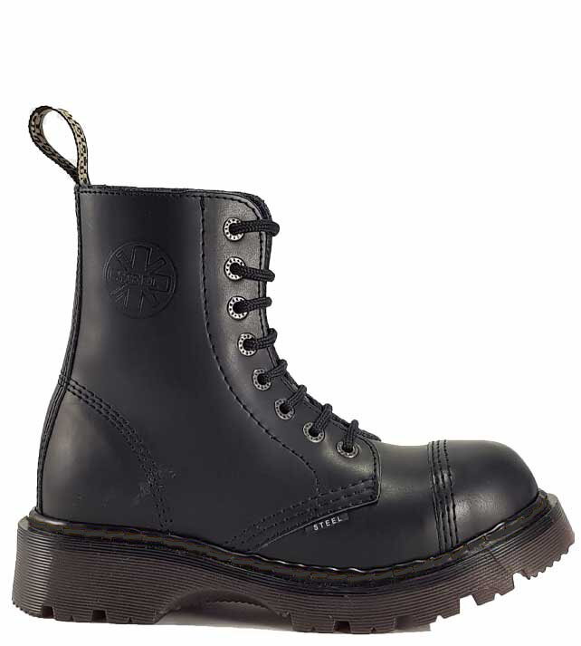 Original Steel Boots 8 Eyelets Black Air Cushioned Leather Ranger Boots Original Steel Boots 8 Eyelets Black Air Cushioned Leather Ranger Boots