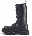 Steel Boots 15 Eyelets Black 4 Buckles Zip 