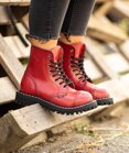 Steel Boots 8 Eyelets Red