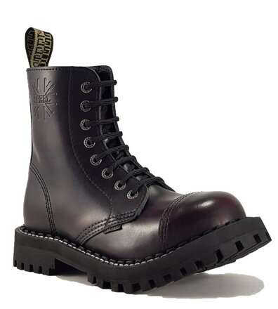 Steel Boots 8 Eyelets Burgundy Rub Off