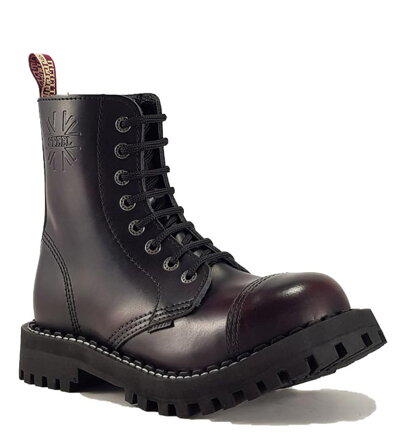 Steel Boots 8 Eyelets Burgundy Rub Off