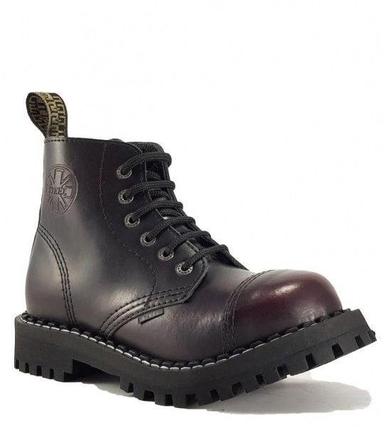 Steel Boots 6 Eyelets Burgundy Rub Off