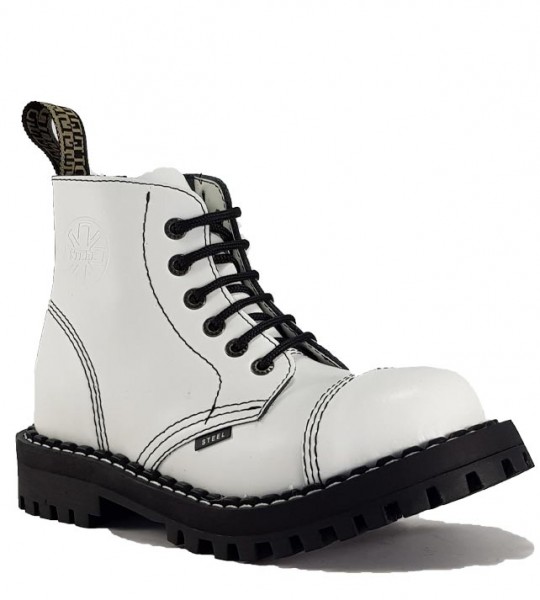 Steel Boots 6 Eyelets White