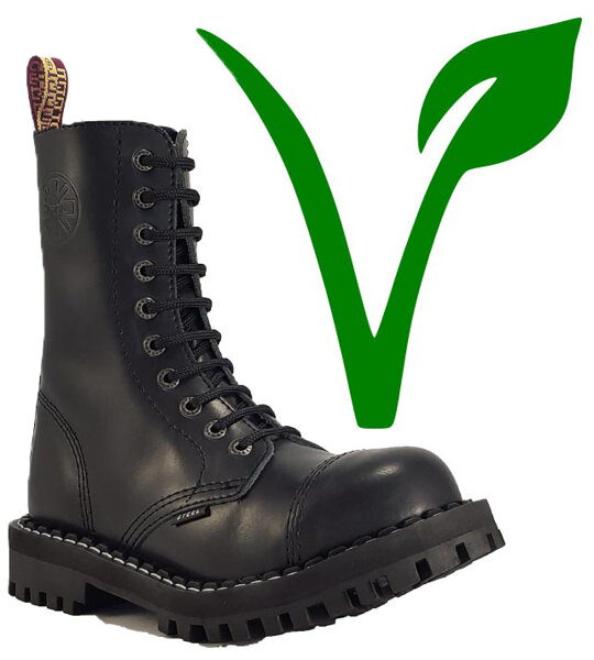 Steel Boots 10 Eyelets Black Vegan