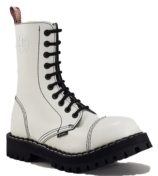 Steel Boots 10 Eyelets White