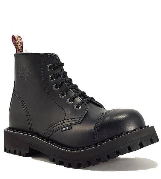 Steel Boots 6 Eyelets Black