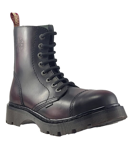 Steel Boots 8 Eyelets Burgundy Rub Off Air
