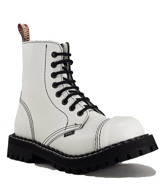 Steel Boots 8 Eyelets White