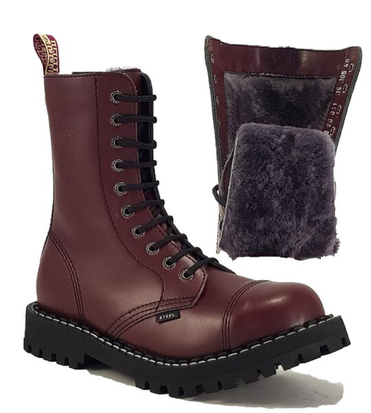 Steel Boots 10 Eyelets Burgundy Warm 
