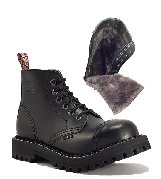 Steel Boots 6 Eyelets Black Warm