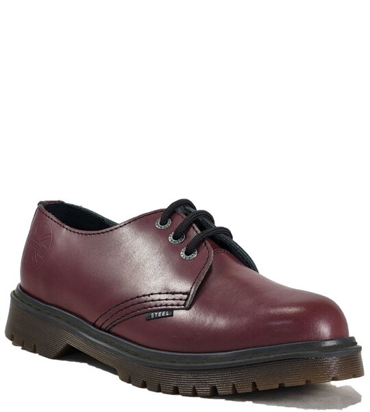 Steel Shoes 3 Eyelets Burgundy No Steel Cap