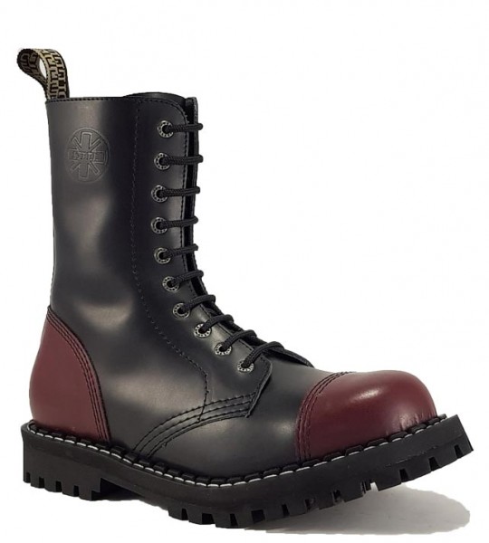Steel Boots 10 Eyelets Black and Burgundy