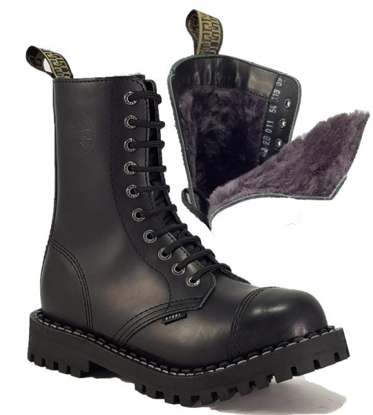 Steel Boots 10 Eyelets Black Warm