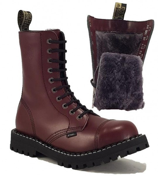 Steel Boots 10 Eyelets Burgundy Warm 