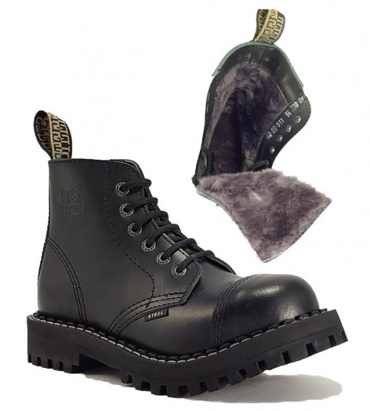 Steel Boots 6 Eyelets Black Warm