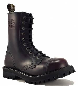 Steel Boots 10 Eyelets Burgundy Rub Off