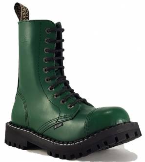 Steel Boots 10 Eyelets Green