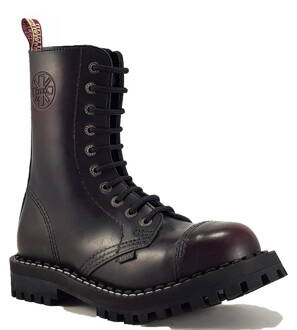 Steel Boots 10 Eyelets Burgundy Rub Off