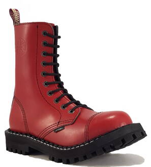 Steel Boots 10 Eyelets Red
