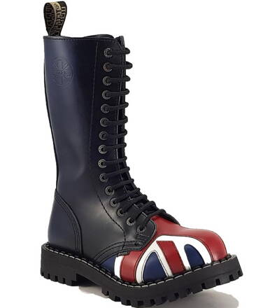 Steel Boots 15 Eyelets British Flag