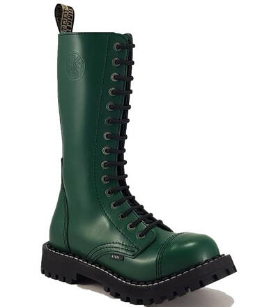 Steel Boots 15 Eyelets Green