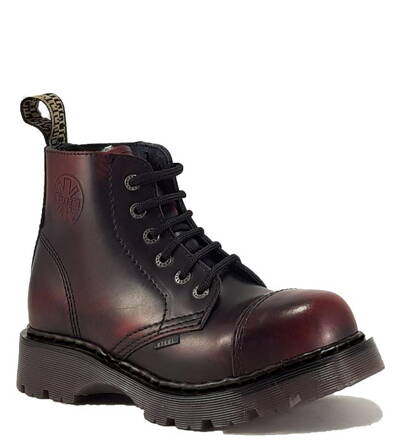 Steel Boots 6 Eyelets Burgundy Rub Off Air 