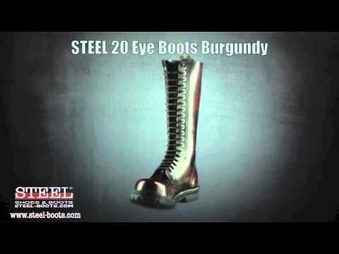 Steel Boots 20 Eyelets Burgundy Rub Off