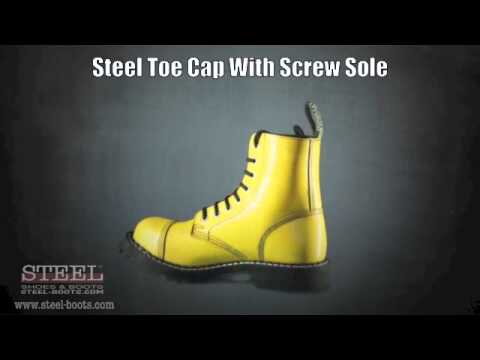 Boots with yellow logo on sole online